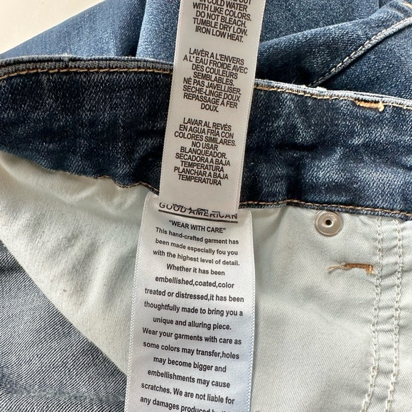 Good American Good Legs Crop High Rise Skinny Jeans Distressed Blue 345 Size 20 - Picture 9 of 13